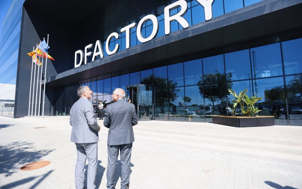 L'entrée du DFactory Barcelona, dans la Zona Franca, où se tient la BNEW