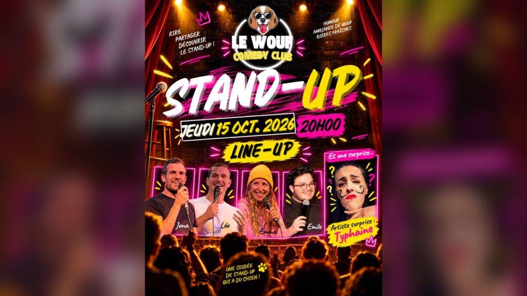 Affiche de la soirée stand-up du Wouf Comedy Club le 15 octobre 2026 à Barcelone